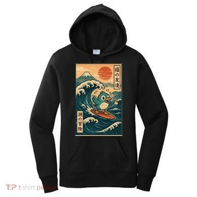 Ukiyo-e Surf Bird Retro Japanese Wave Rider Retro Vintage Women's Hoodie