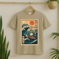 Ukiyo-e Surf Bird Retro Japanese Wave Rider Retro Vintage T-Shirt thumb 2