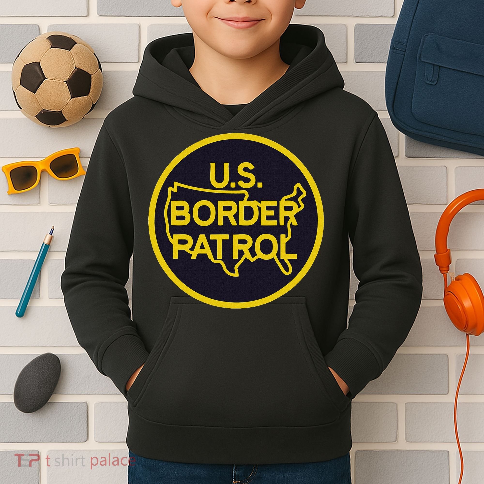 United States Border Patrol Immigration Border Wall Kids Hoodie