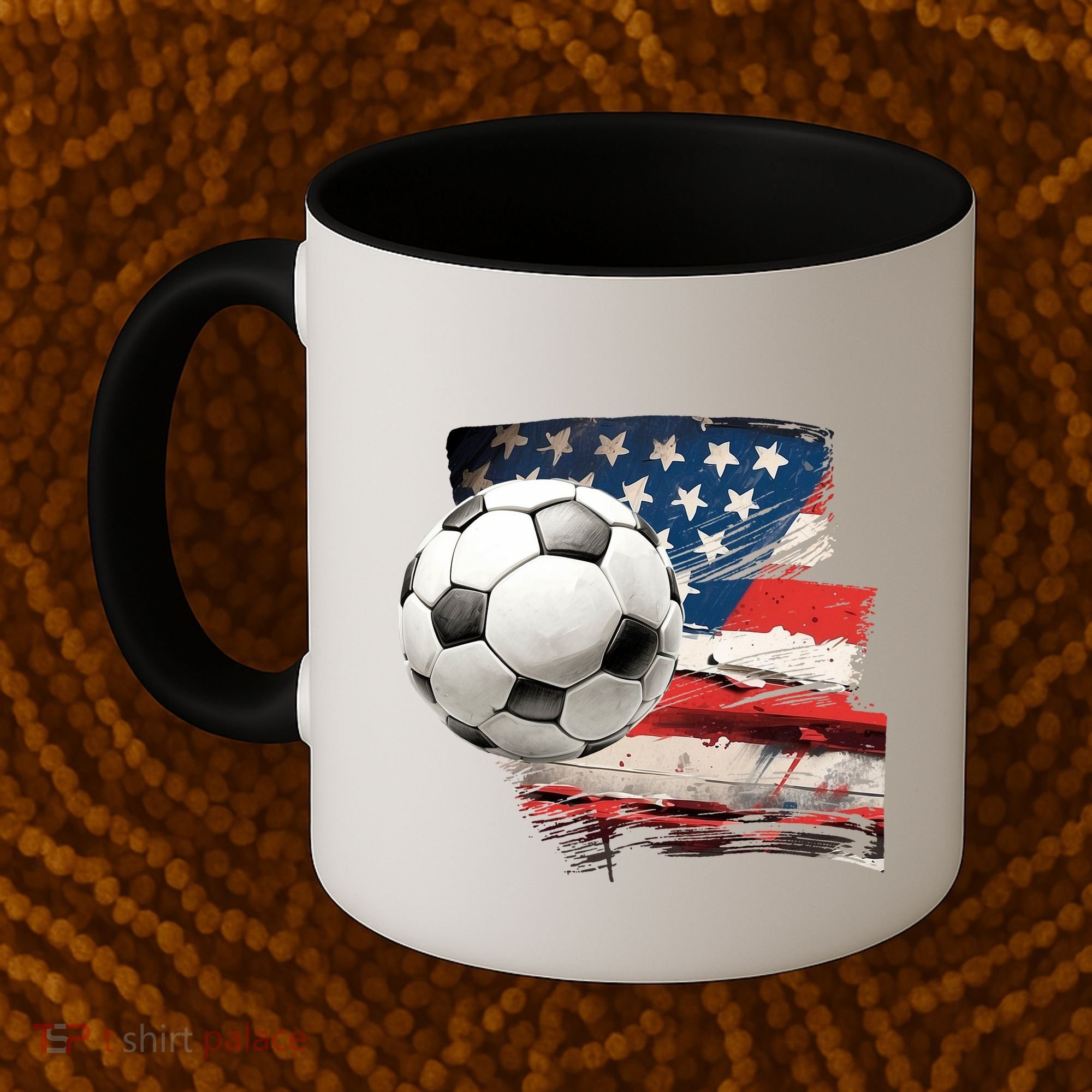 Usa Soccer Ball And Flag Coffee Mug