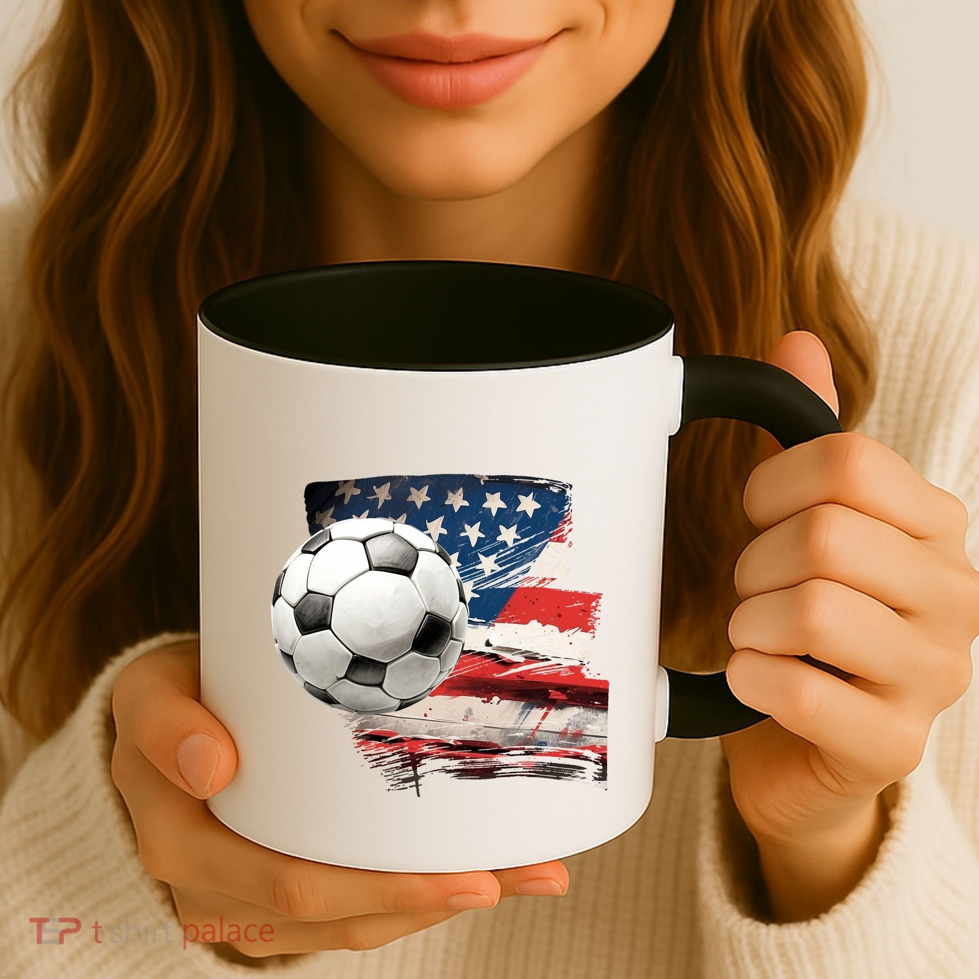 Usa Soccer Ball And Flag Coffee Mug