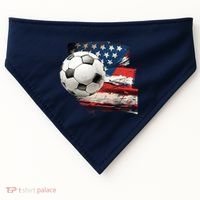 Usa Soccer Ball And Flag USA-Made Doggie Bandana thumb 0
