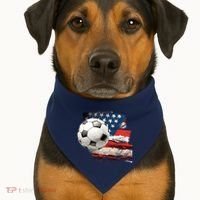Usa Soccer Ball And Flag USA-Made Doggie Bandana thumb 1
