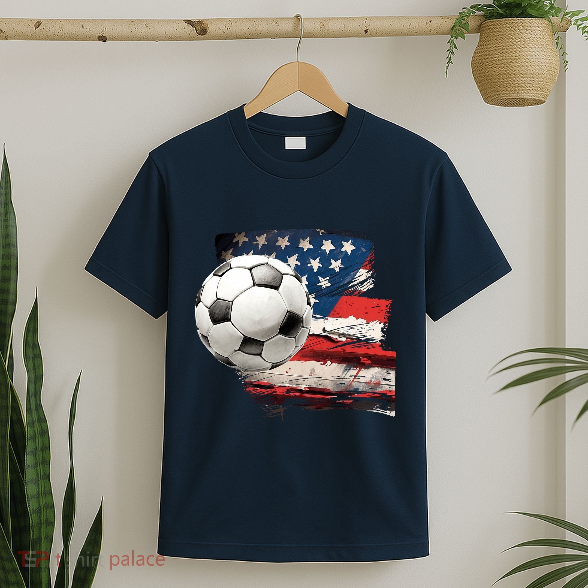 Usa Soccer Ball And Flag T-Shirt