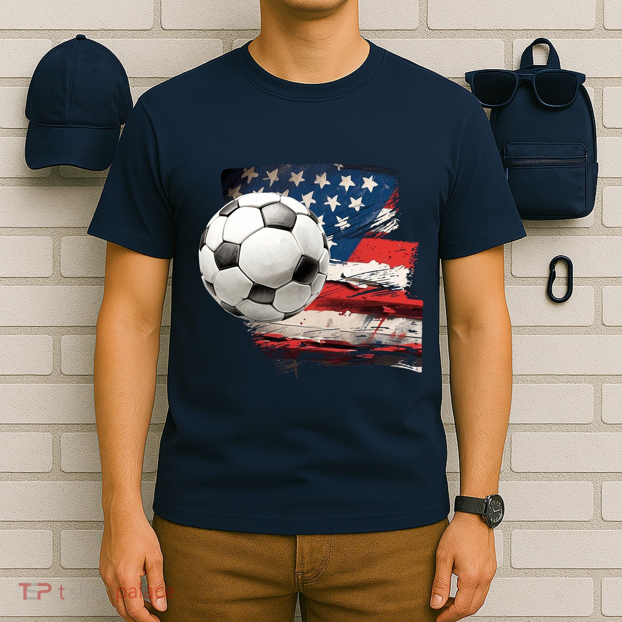 Usa Soccer Ball And Flag T-Shirt