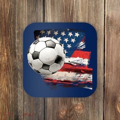 Usa Soccer Ball And Flag Coaster