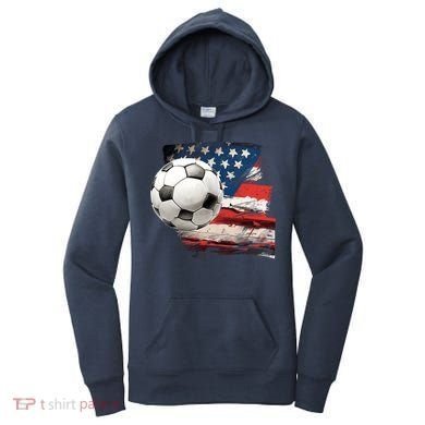 Usa Soccer Ball And Flag Women's Hoodie