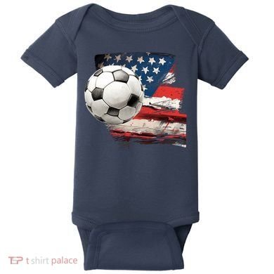 Usa Soccer Ball And Flag Baby Bodysuit