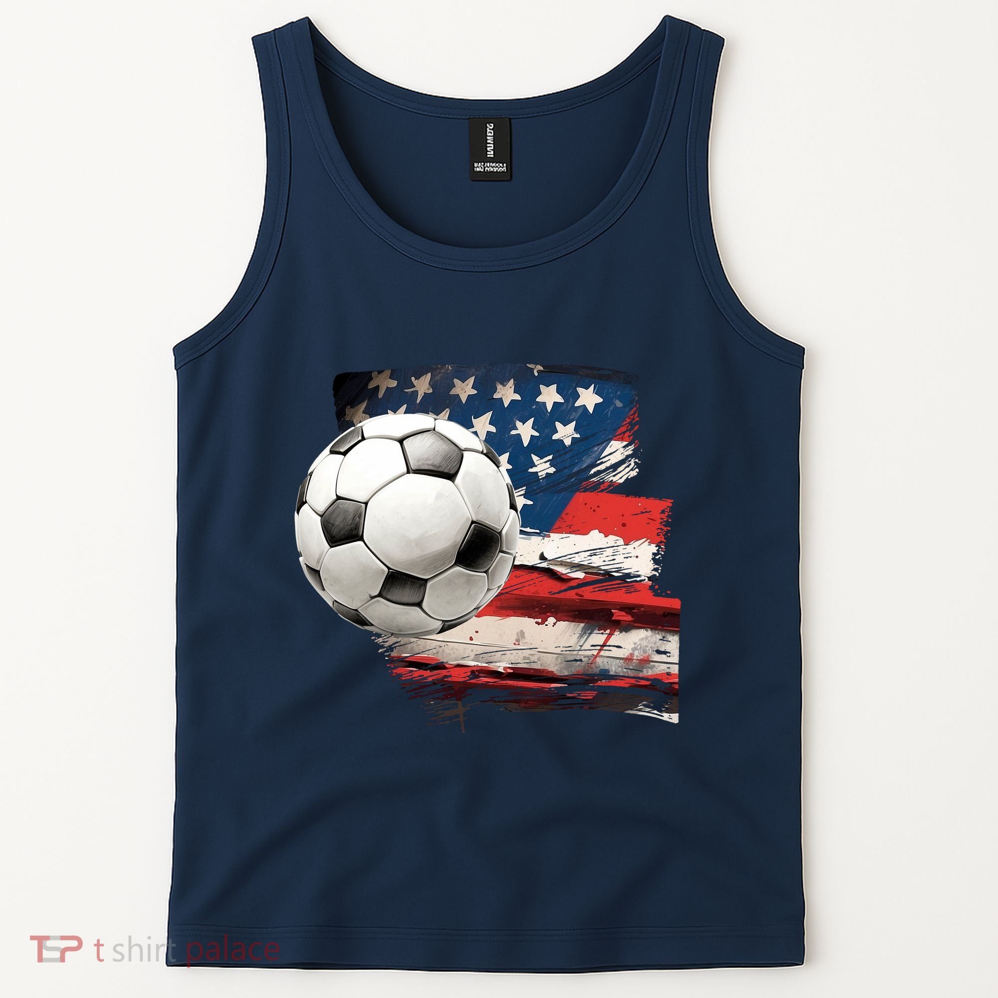 Usa Soccer Ball And Flag Tank Top