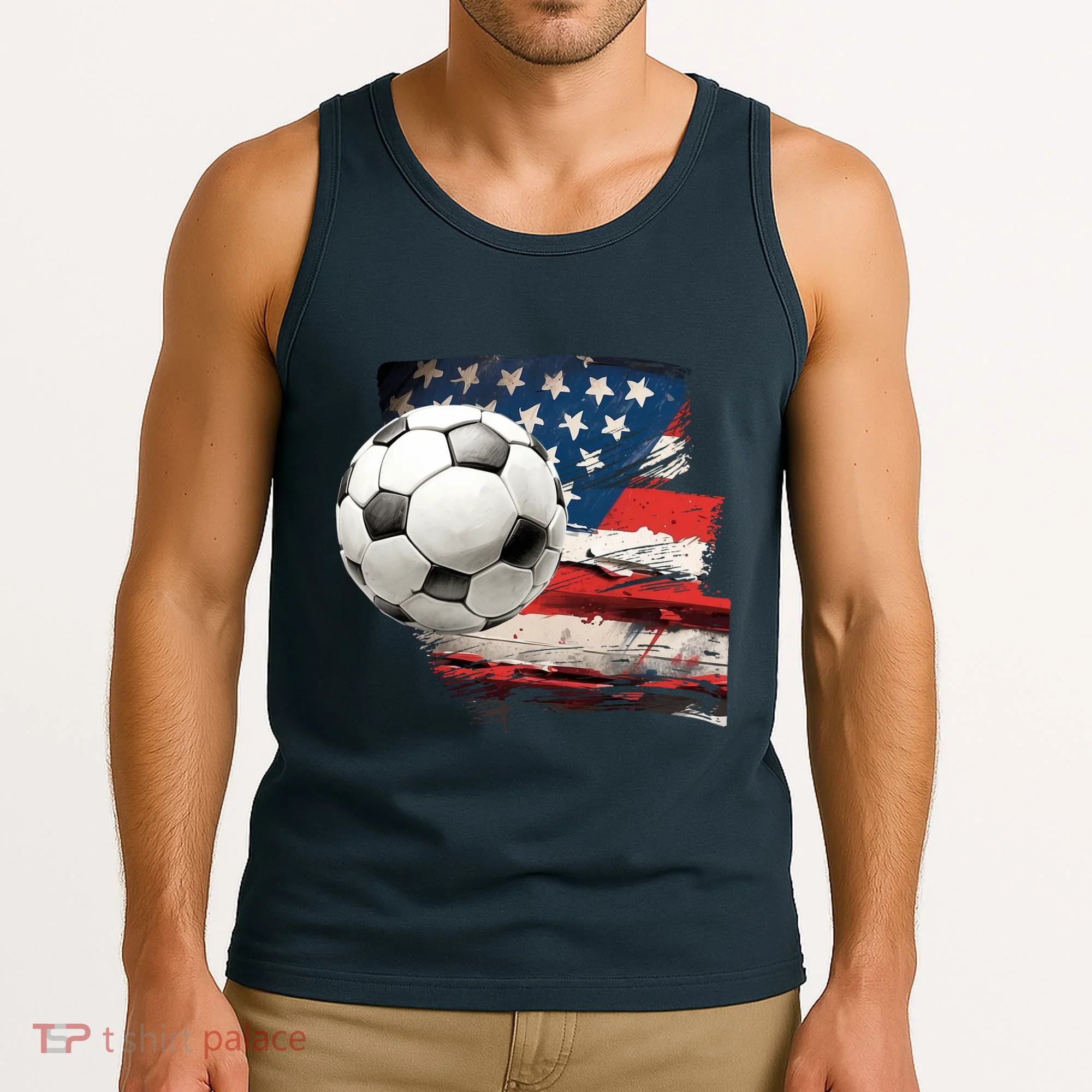 Usa Soccer Ball And Flag Tank Top