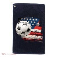Usa Soccer Ball And Flag Golf Towel thumb 0