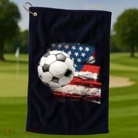 Usa Soccer Ball And Flag Golf Towel thumb 1