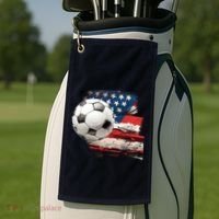 Usa Soccer Ball And Flag Golf Towel thumb 2