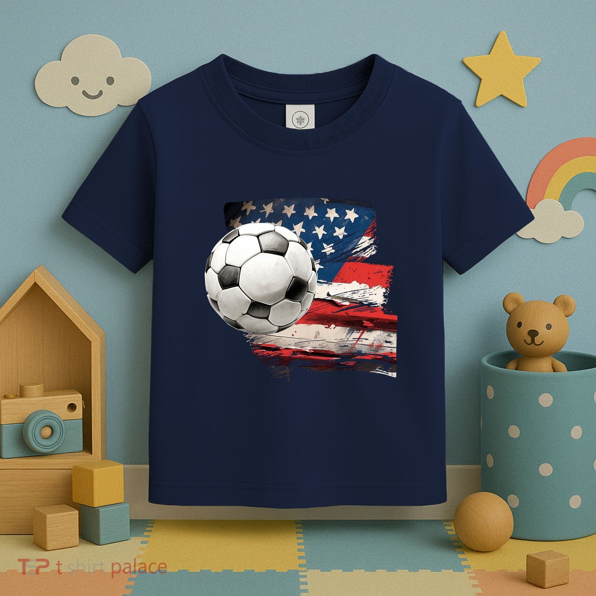 Usa Soccer Ball And Flag Toddler T-Shirt
