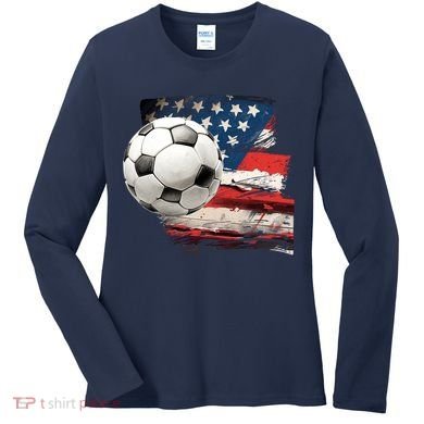Usa Soccer Ball And Flag Women's Long Sleeve Shirt