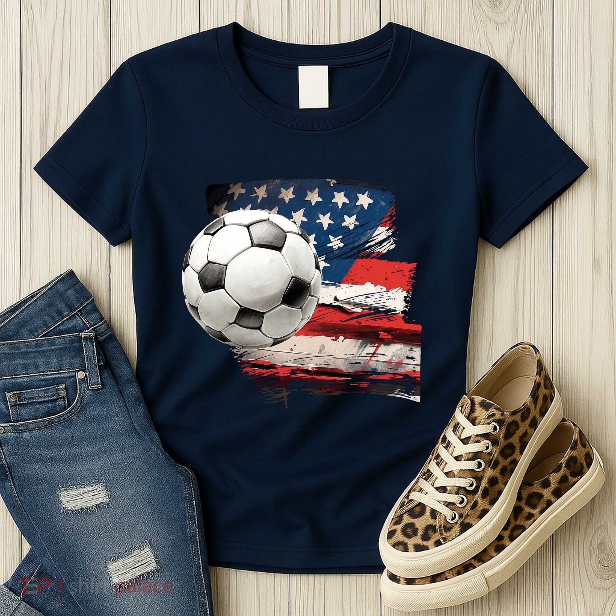 Usa Soccer Ball And Flag Women's T-Shirt