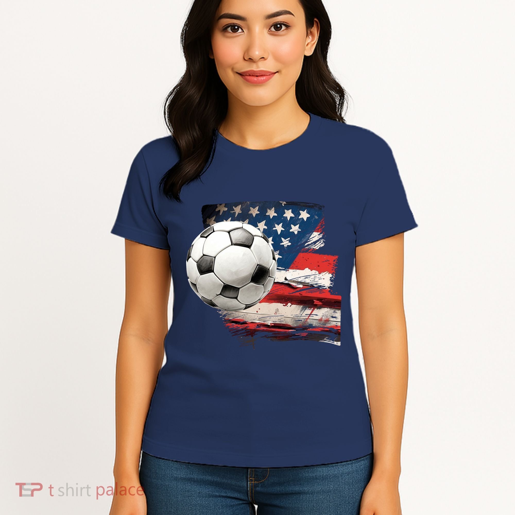 Usa Soccer Ball And Flag Women's T-Shirt