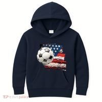 Usa Soccer Ball And Flag Kids Hoodie thumb 0