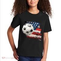 Usa Soccer Ball And Flag Kids T-Shirt thumb 2