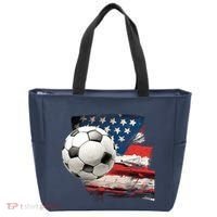 Usa Soccer Ball And Flag Tote Bag thumb 0