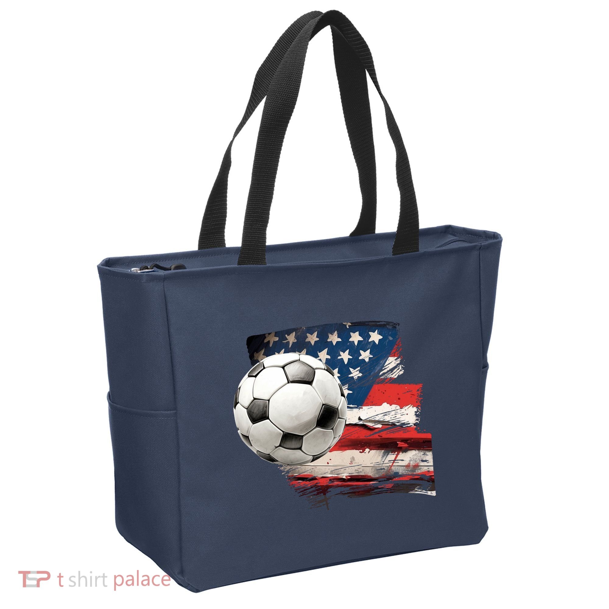 Usa Soccer Ball And Flag Tote Bag