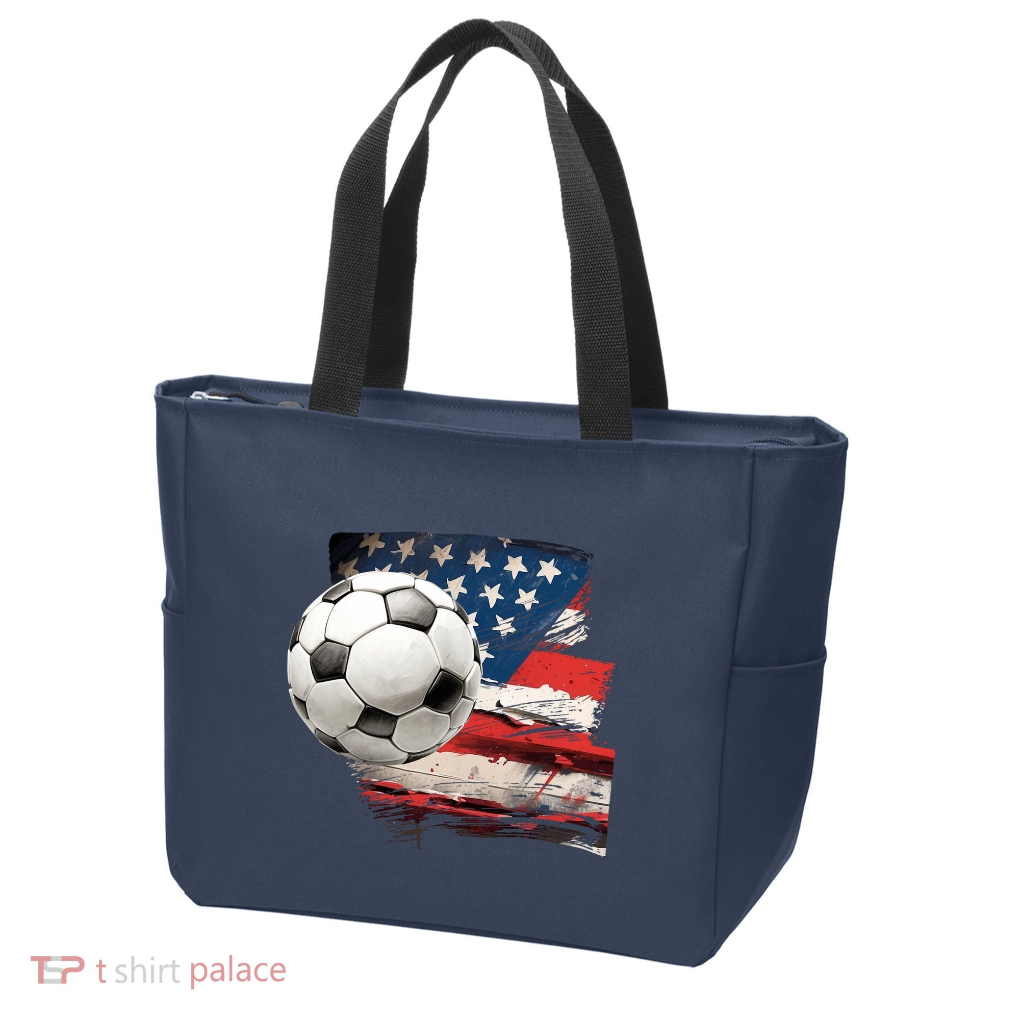 Usa Soccer Ball And Flag Tote Bag