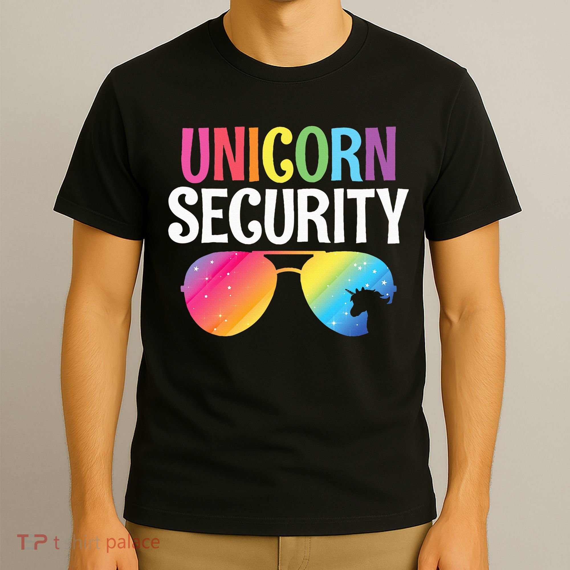 Unicorn Security Birthday Family Halloween Costume Mom Dad T-Shirt