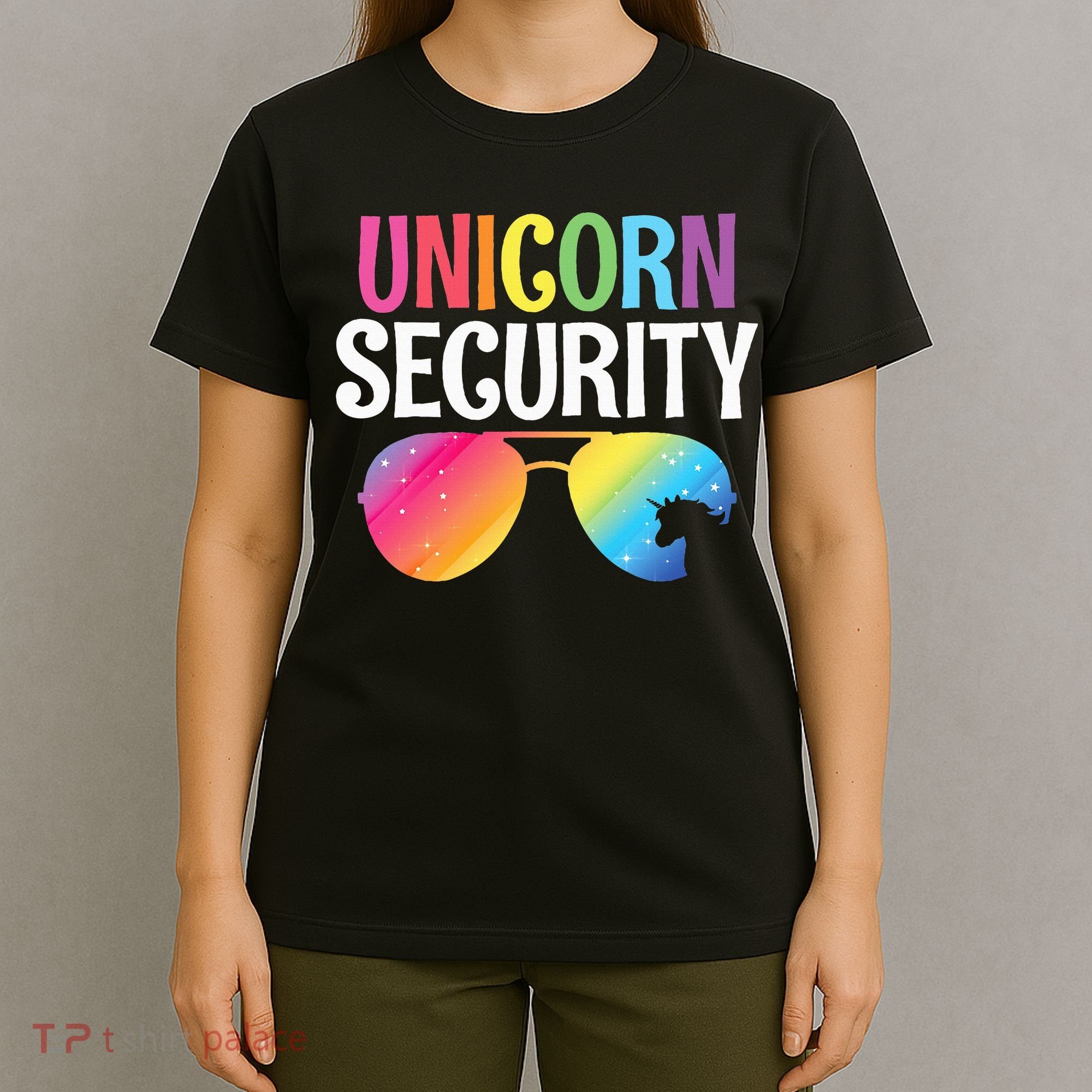 Unicorn Security Birthday Family Halloween Costume Mom Dad T-Shirt