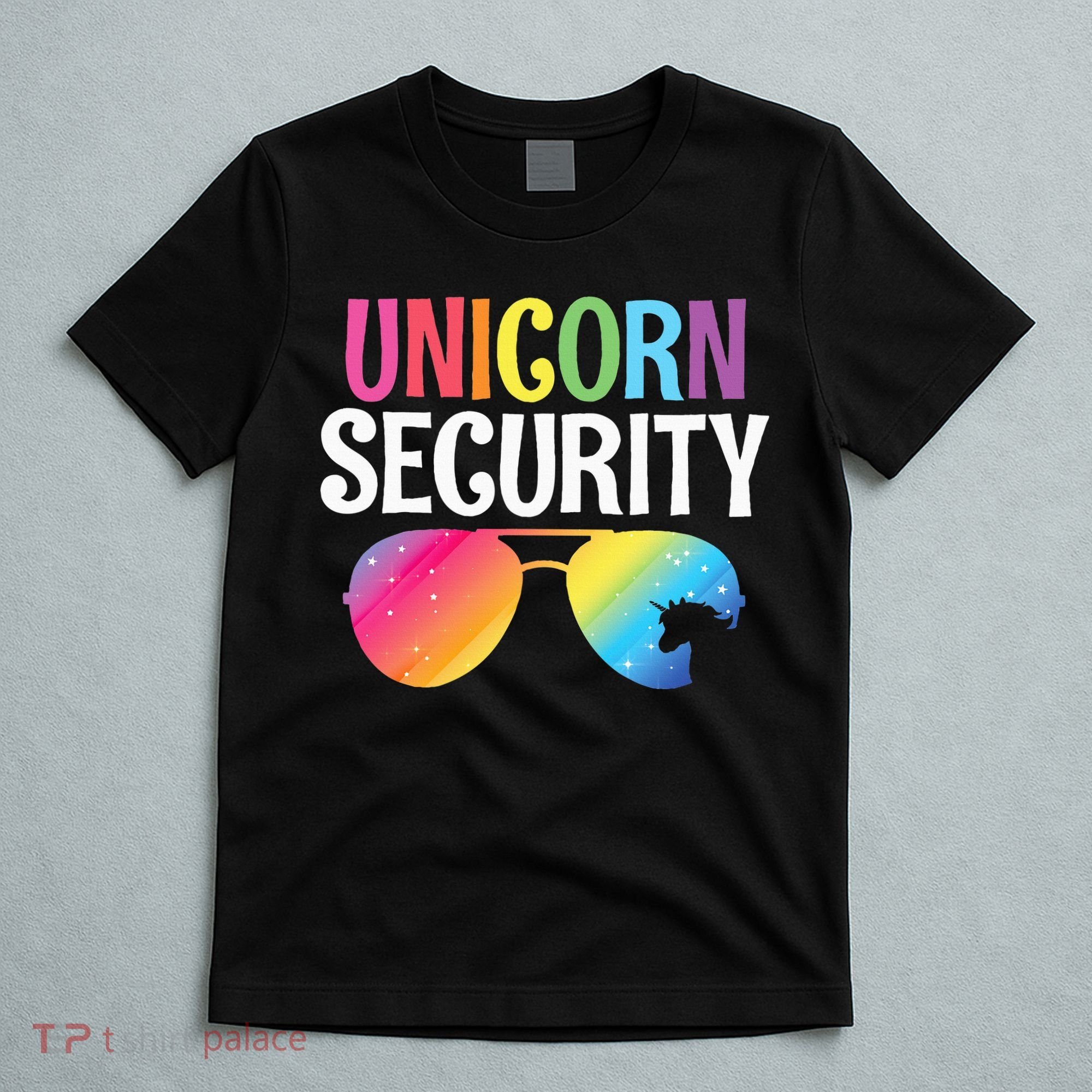 Unicorn Security Birthday Family Halloween Costume Mom Dad T-Shirt