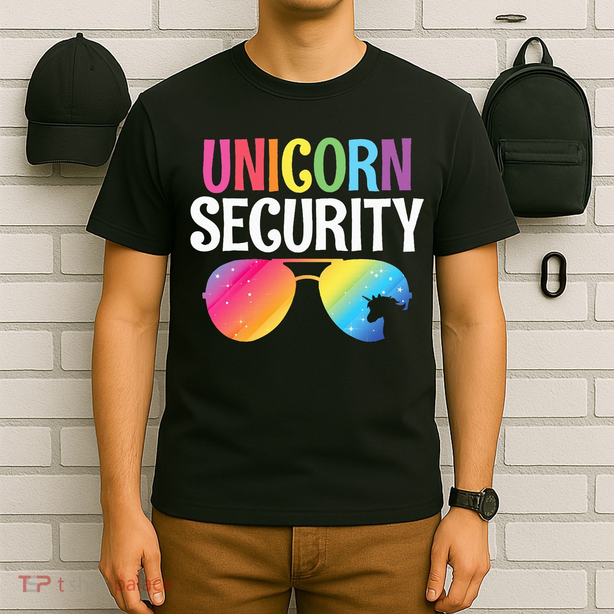 Unicorn Security Birthday Family Halloween Costume Mom Dad T-Shirt