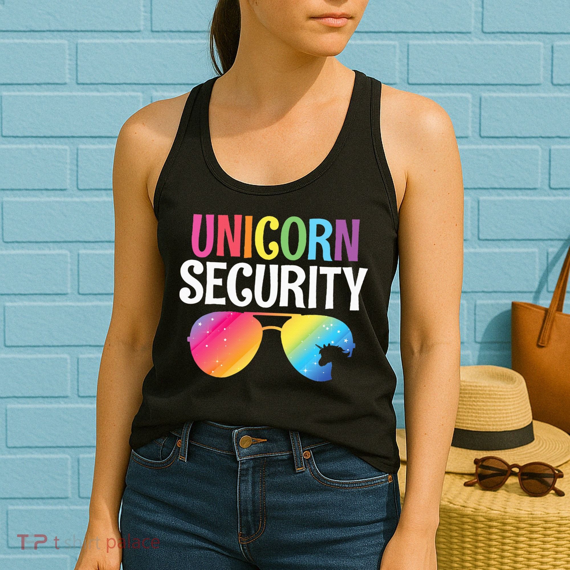 Unicorn Security Birthday Family Halloween Costume Mom Dad Women's Tank Top