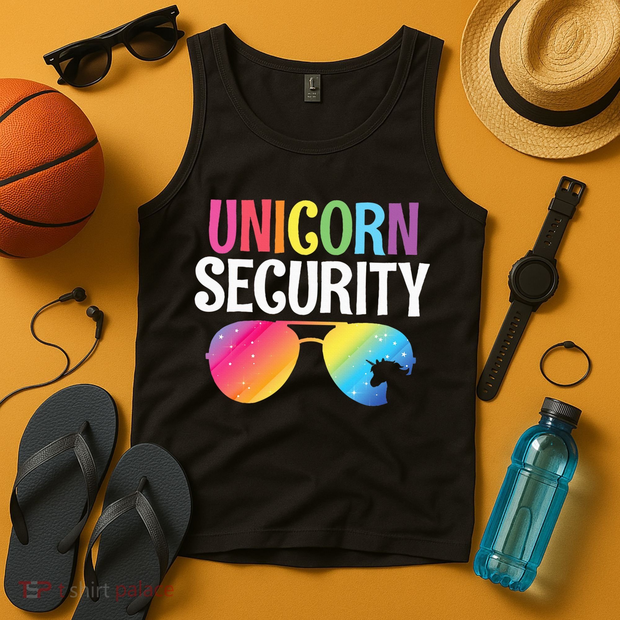 Unicorn Security Birthday Family Halloween Costume Mom Dad Tank Top