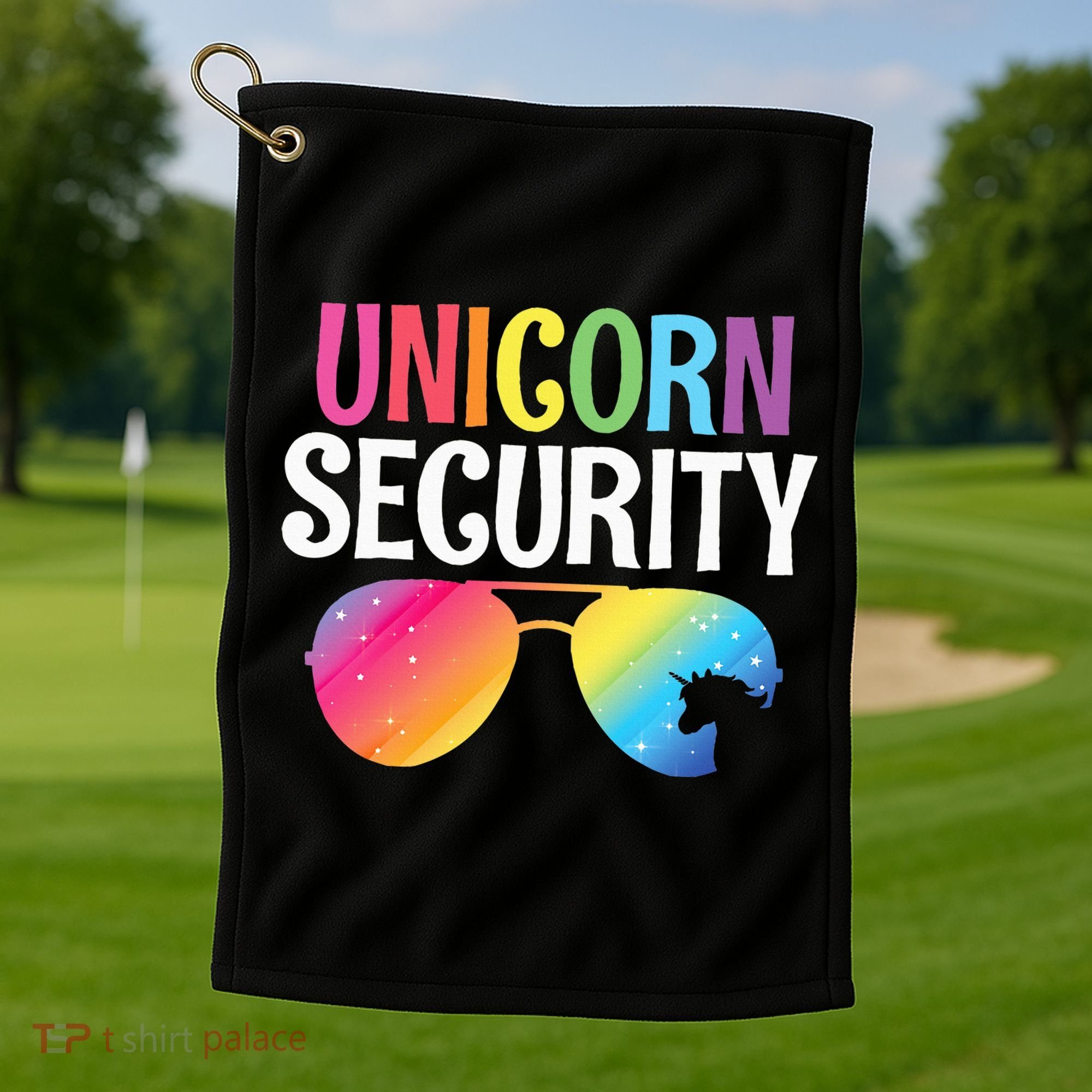 Unicorn Security Birthday Family Halloween Costume Mom Dad Golf Towel
