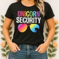 Unicorn Security Birthday Family Halloween Costume Mom Dad Women's T-Shirt thumb 2