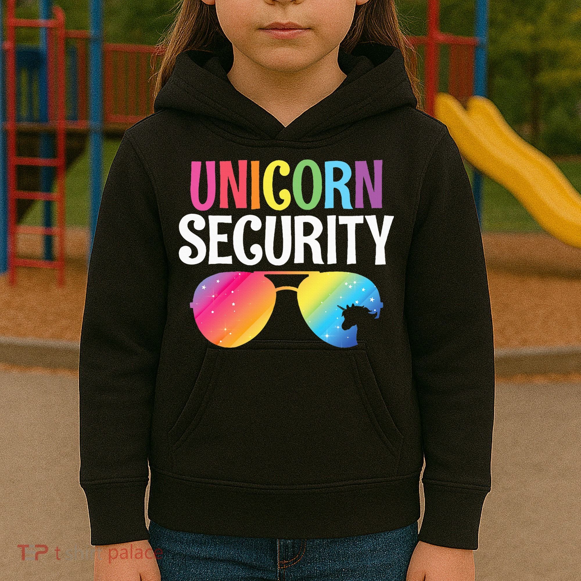 Unicorn Security Birthday Family Halloween Costume Mom Dad Kids Hoodie