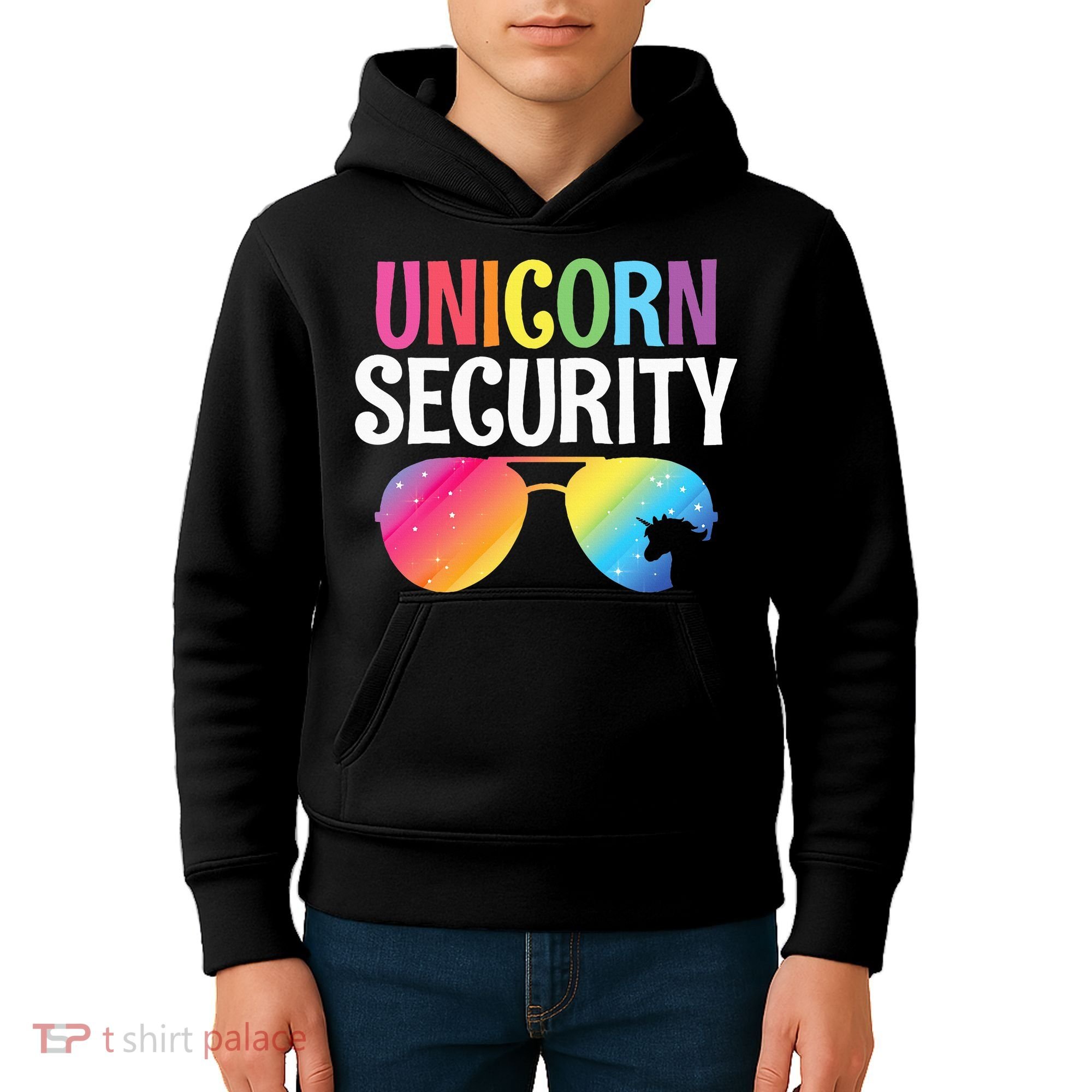 Unicorn Security Birthday Family Halloween Costume Mom Dad Kids Hoodie