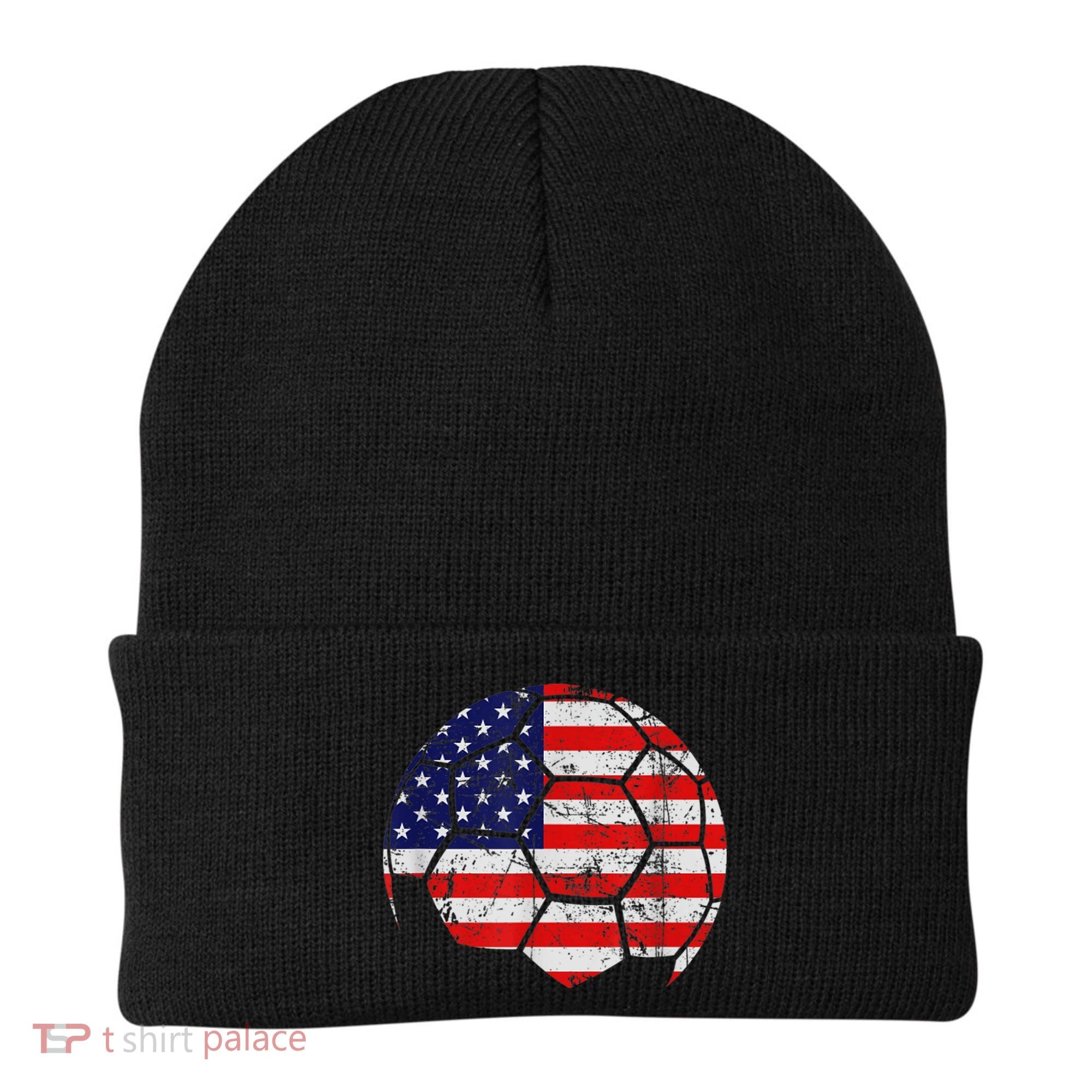 USA Soccer Ball Flag Jersey Beanie