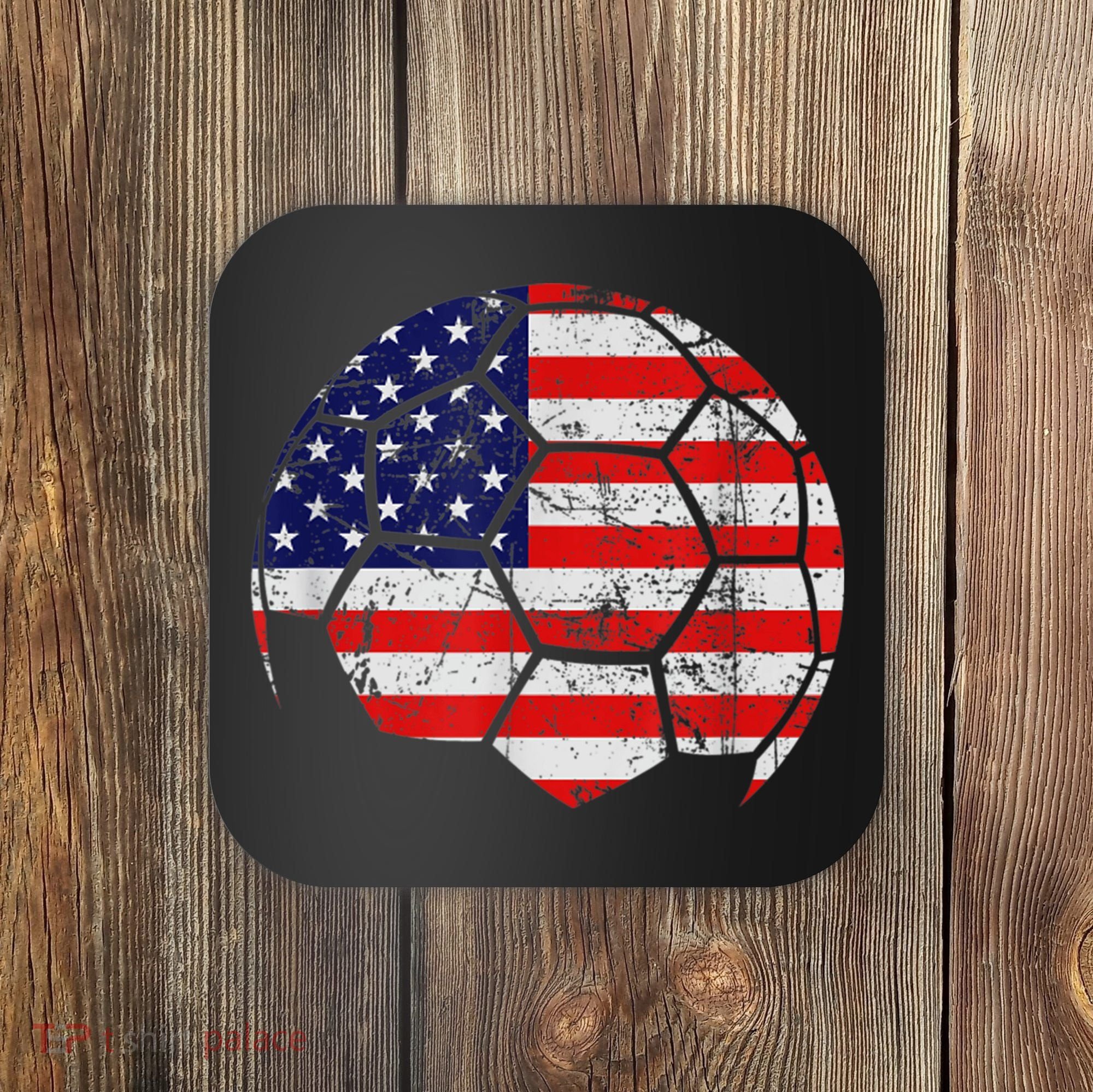 USA Soccer Ball Flag Jersey Coaster