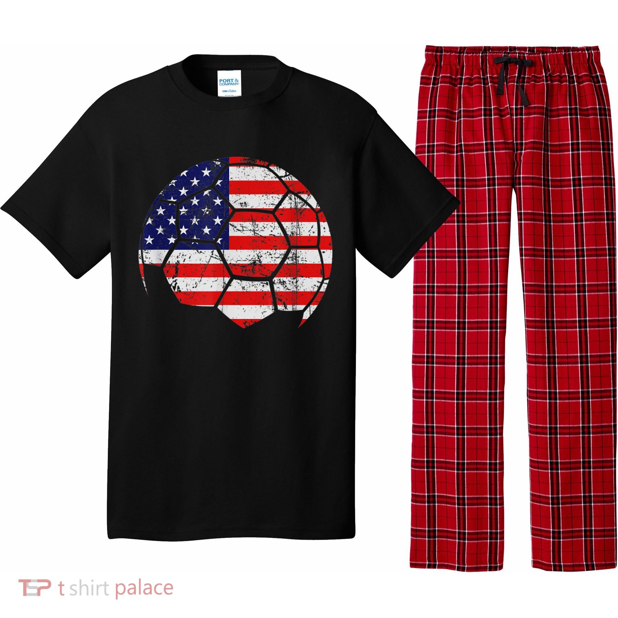 USA Soccer Ball Flag Jersey Pajama Set