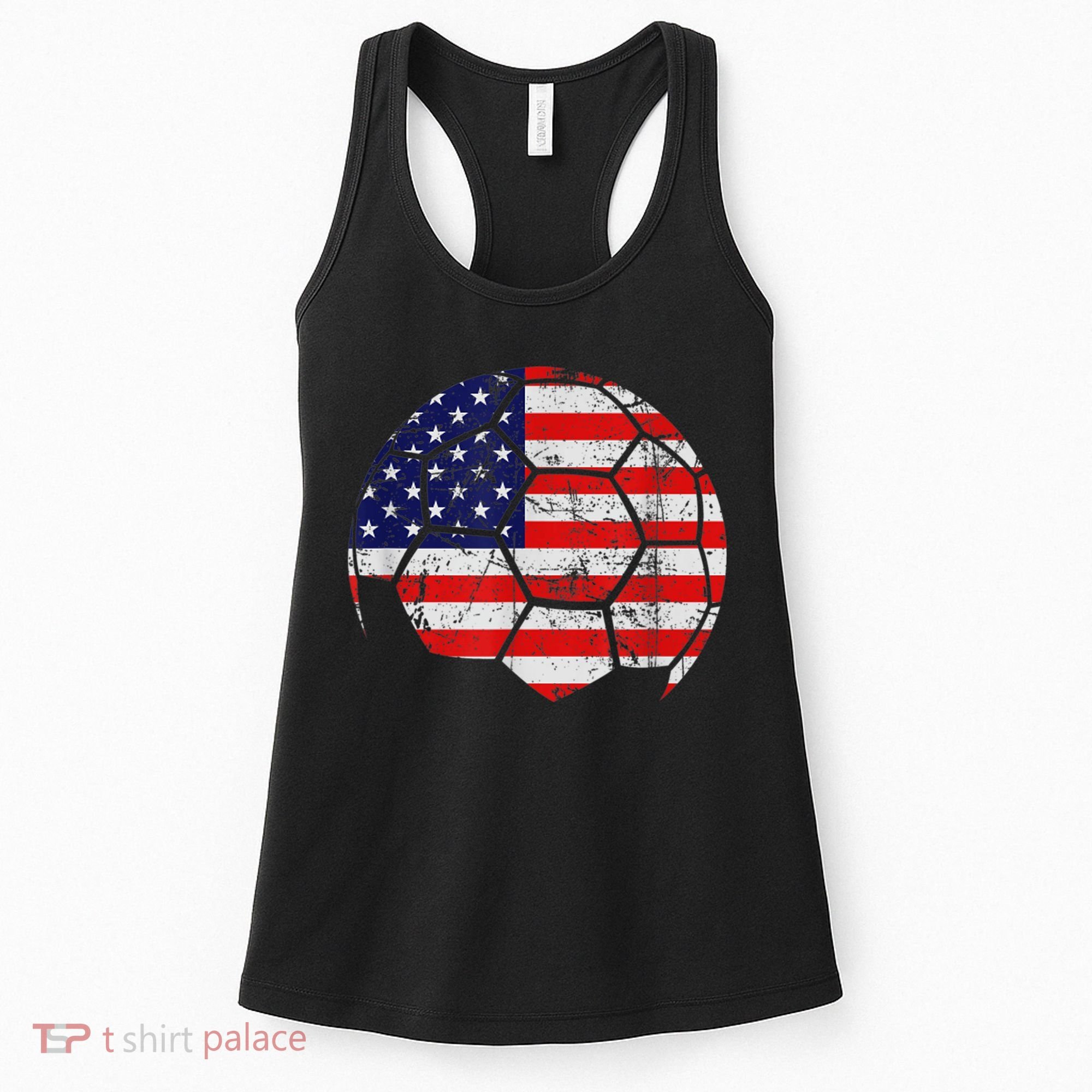 USA Soccer Ball Flag Jersey Women's Tank Top