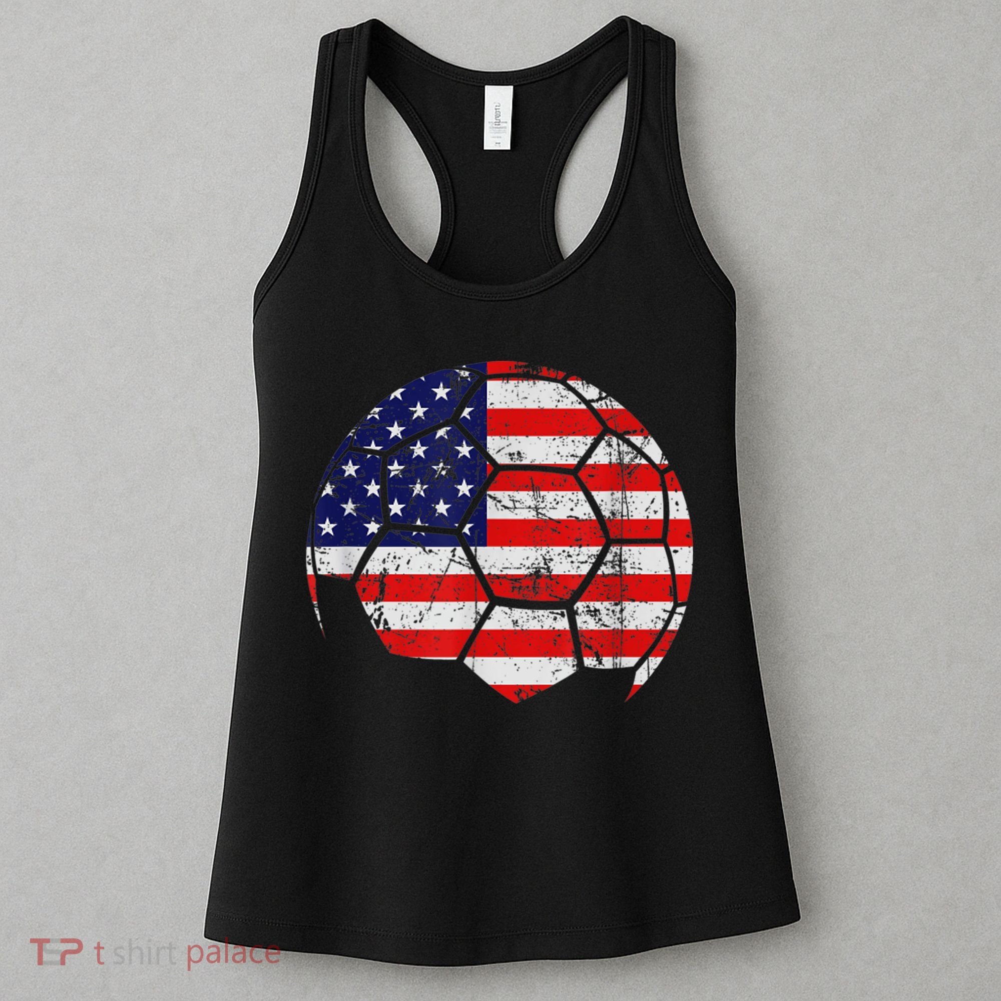 USA Soccer Ball Flag Jersey Women's Tank Top