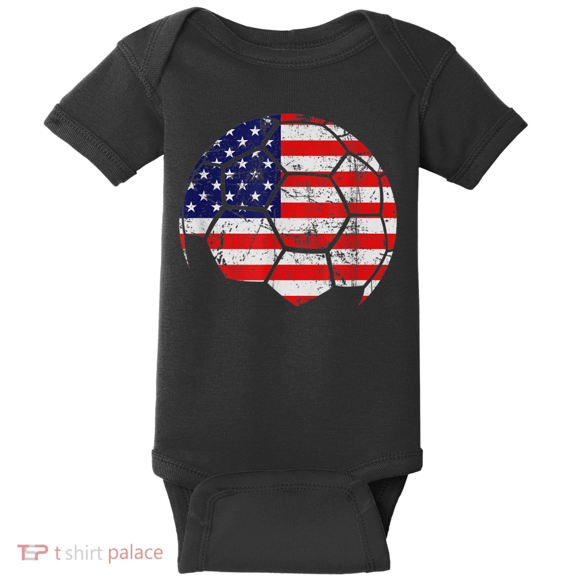 USA Soccer Ball Flag Jersey Baby Bodysuit