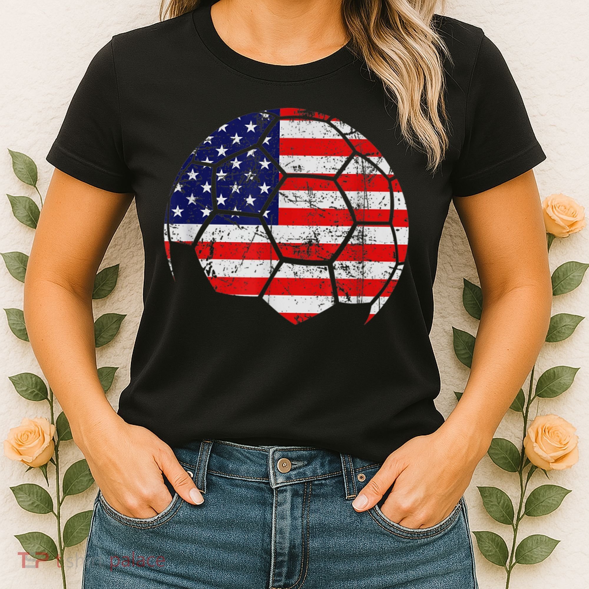 USA Soccer Ball Flag Jersey Women's T-Shirt