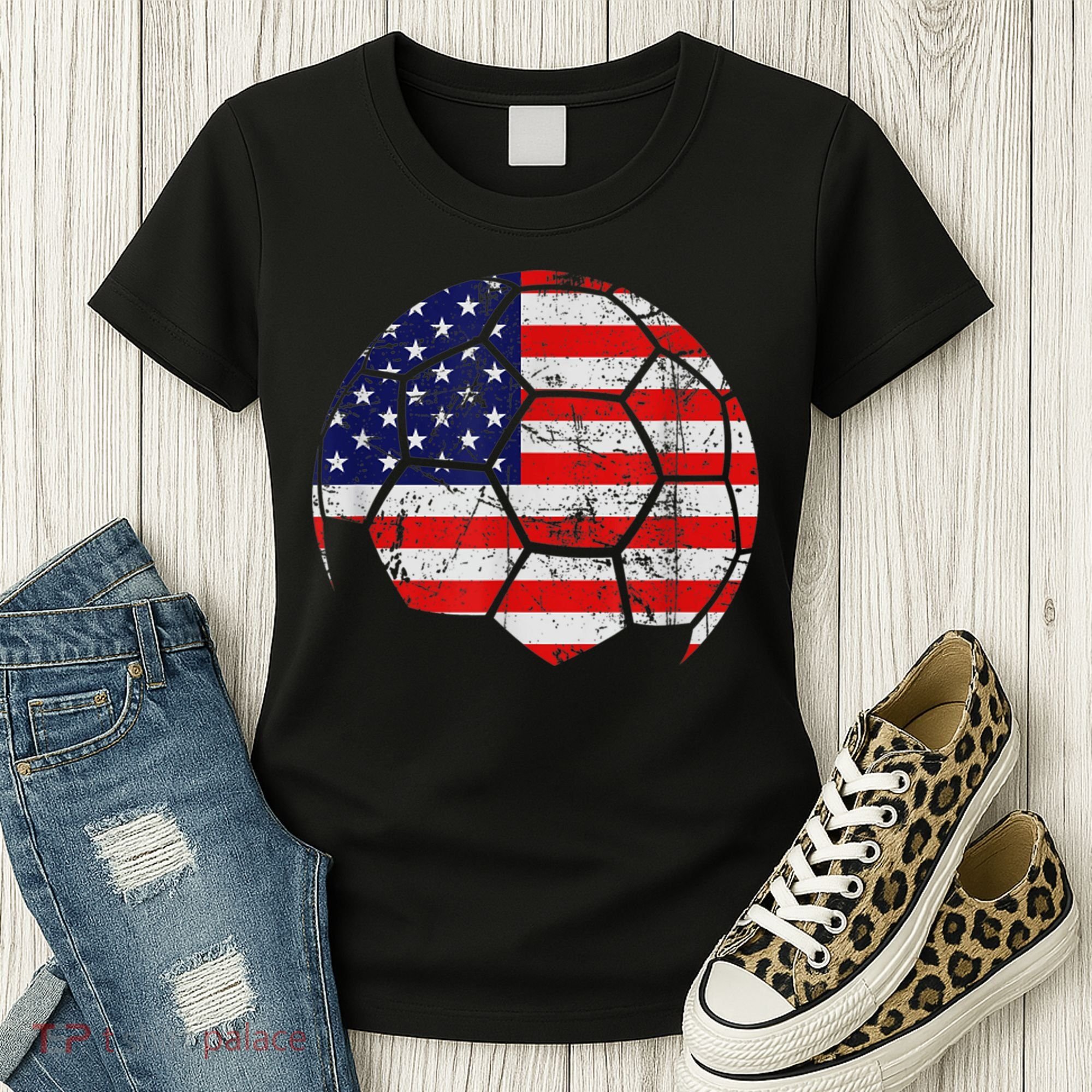 USA Soccer Ball Flag Jersey Women's T-Shirt