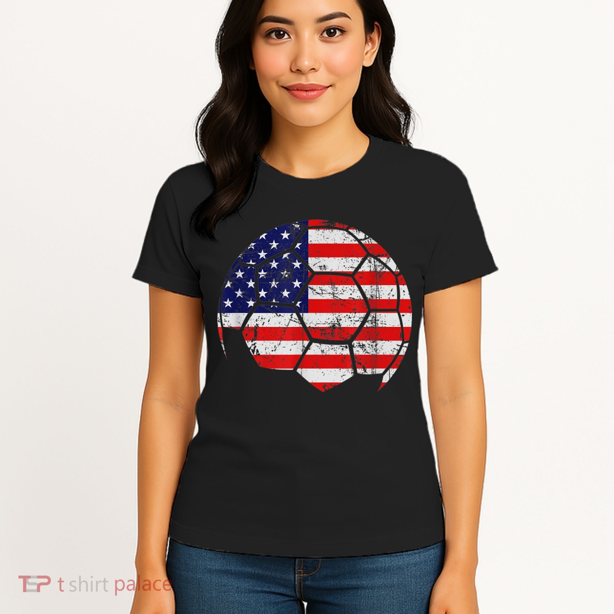 USA Soccer Ball Flag Jersey Women's T-Shirt