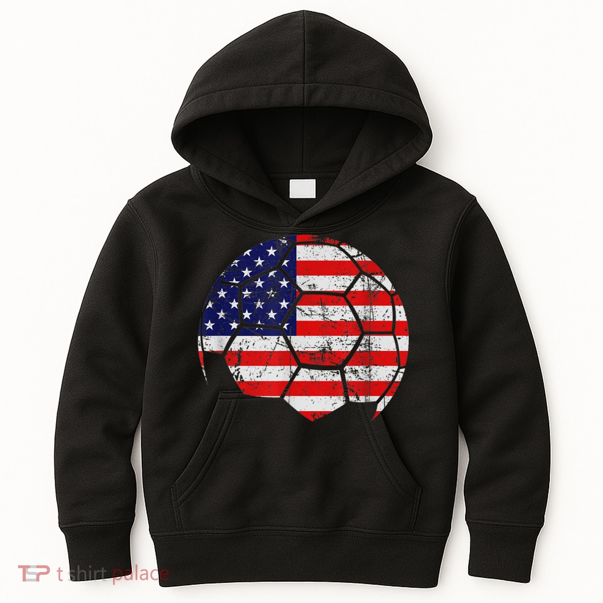 USA Soccer Ball Flag Jersey Kids Hoodie