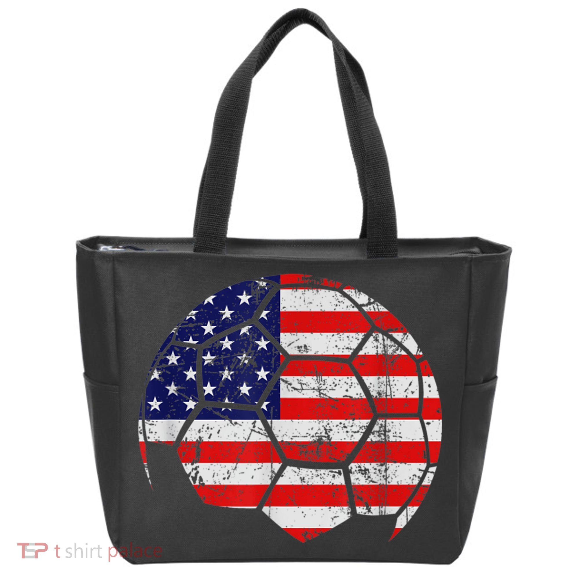 USA Soccer Ball Flag Jersey Tote Bag