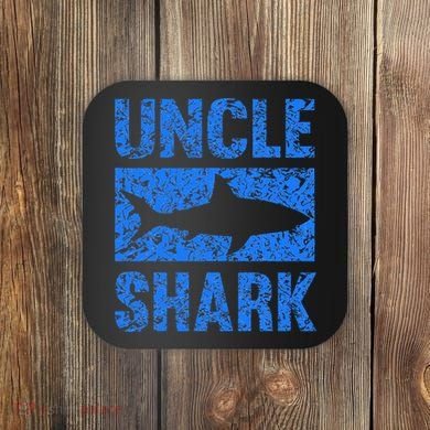 Uncle Shark Birthday Gift For Shark Lovers Coaster