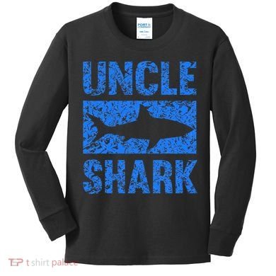 Uncle Shark Birthday Gift For Shark Lovers Kids Long Sleeve Shirt
