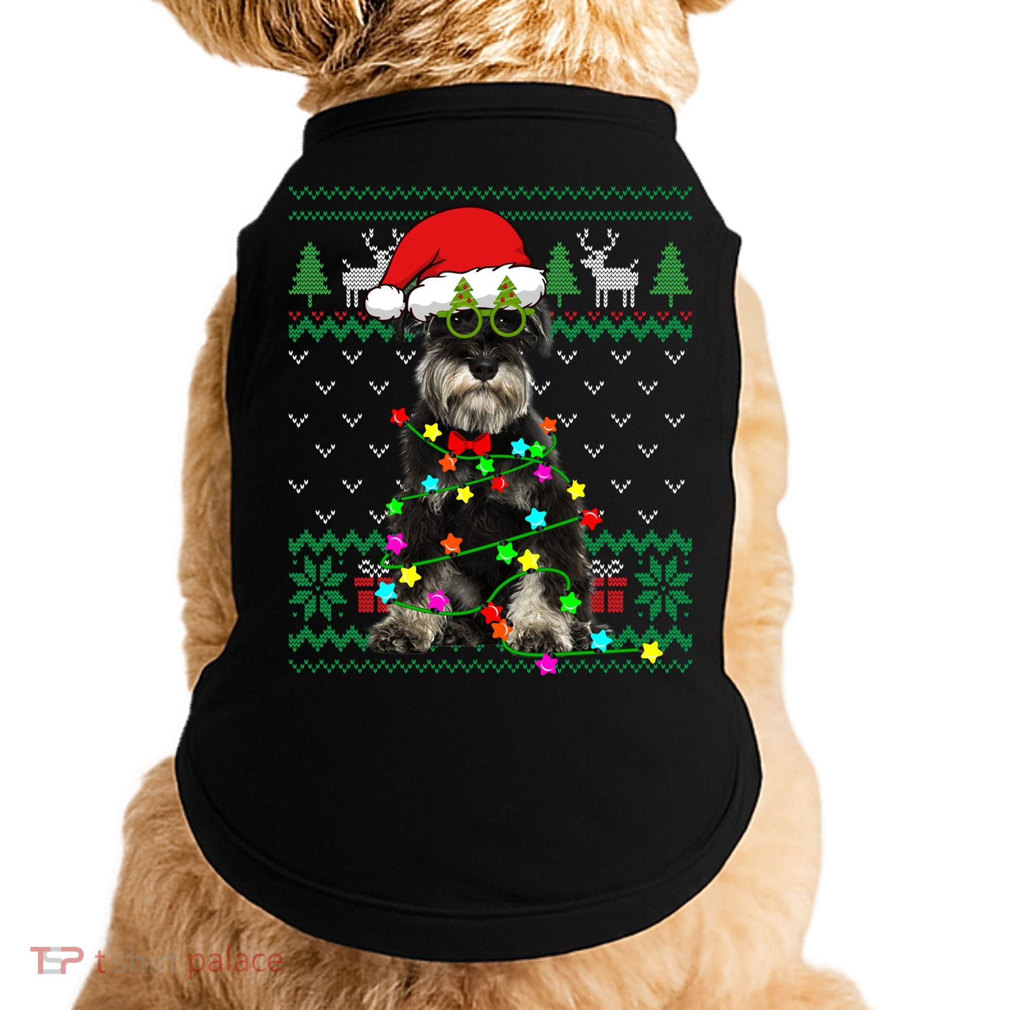 Ugly Sweater Christmas Lights Schnauzer Dog Puppy Lover Gift Doggie Tank